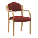 Nautilus Designs Tahara Stackable Conference/Visitor Chair With Arms Wine Fabric Padded Seat & Backrest and Beech Frame - DPA2050/A/BE/WN DD